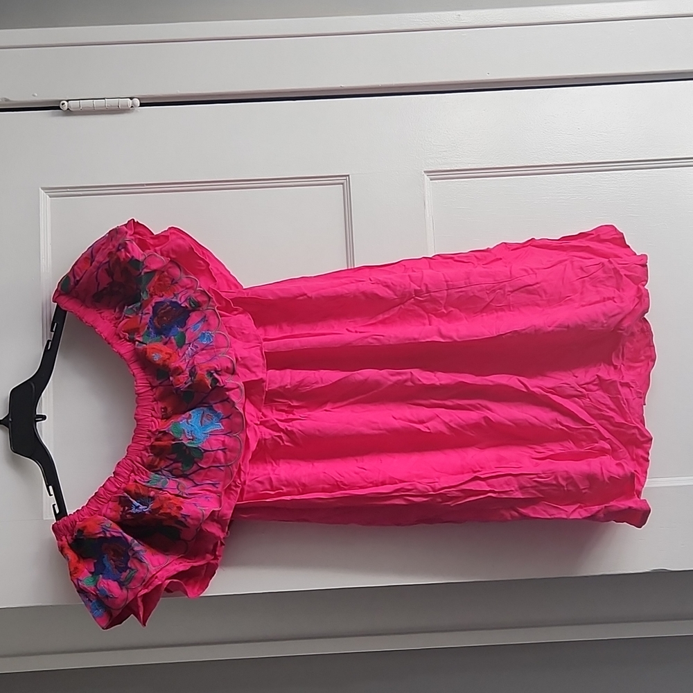 A pink floral top dress